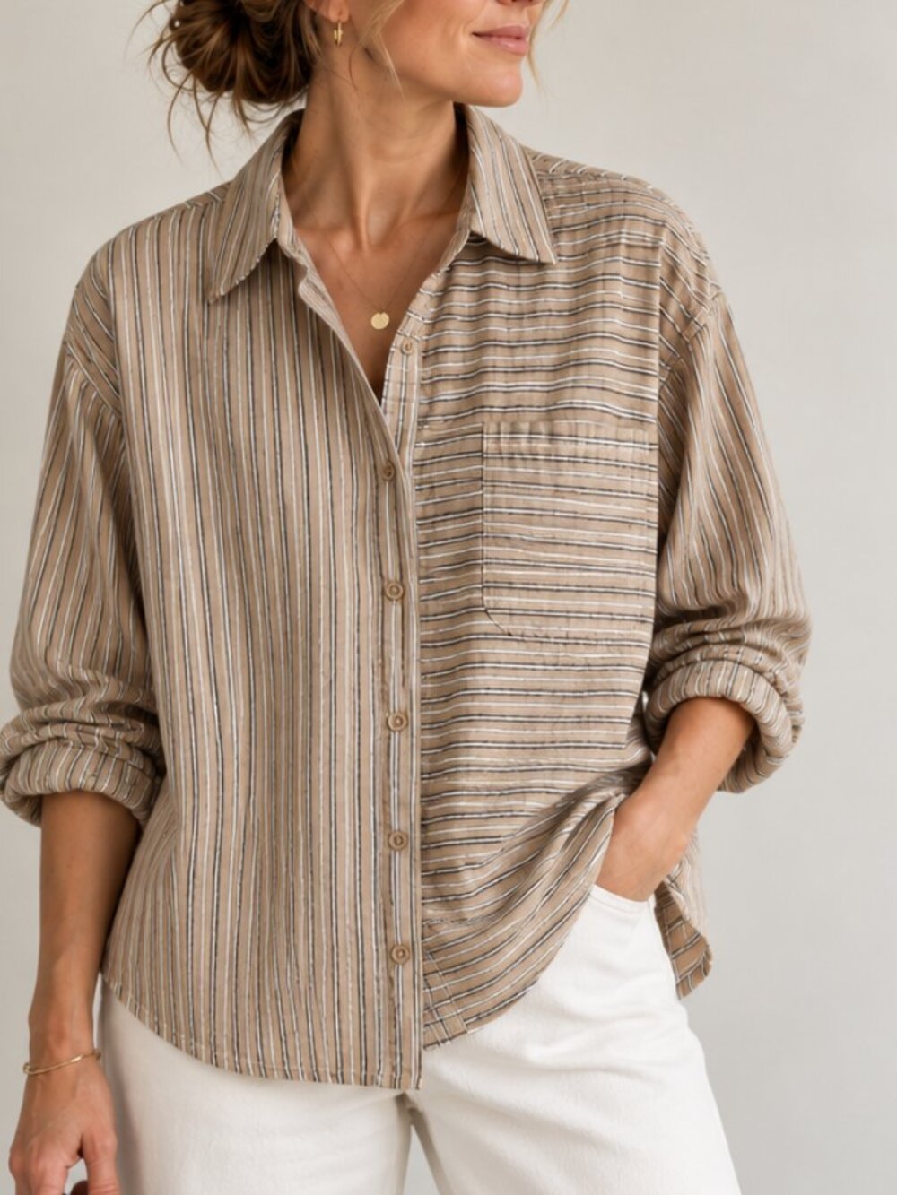 Scotch & Soda Amsterdam 100% Cotton Patchwork Striped Shirt – Size L PTP24